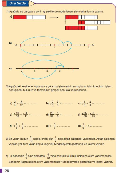 5. Sınıf Matematik Ders Kitabı Çözümleri ve Cevapları Sayfa 126 MEB Yayınları