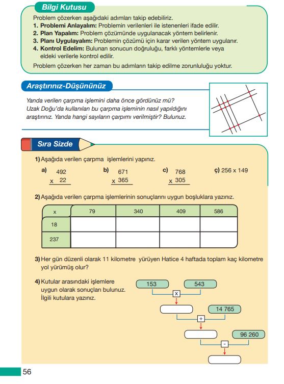 5. Sınıf Matematik Ders Kitabı Çözümleri ve Cevapları Sayfa 56 MEB Yayınları